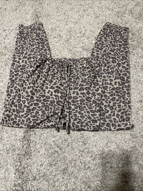 Leopard Print Lounge Pants - Taupe & Black